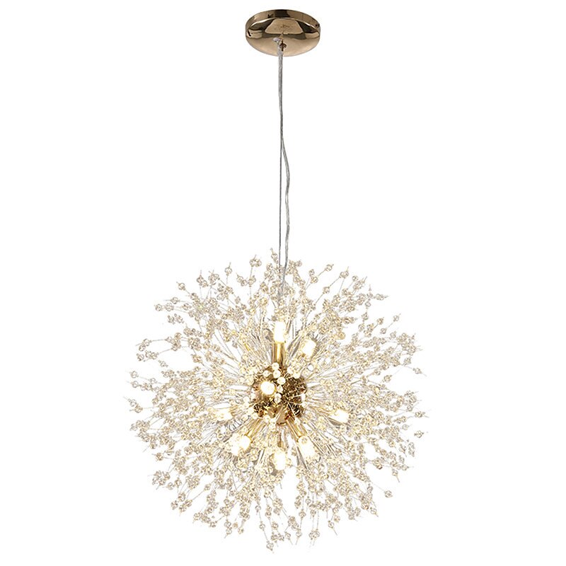 12-Lights Modern Electroplated Globe Chandeliers Firework Led Nordic Style Pendant Lights Living Room Dining Room G9 Bulb Base