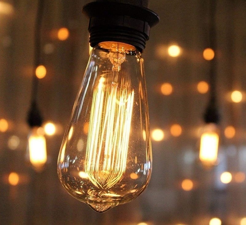 6-Pack 40W Edison Light Bulbs ST58 Filament Vintage Bulb Antique Style Incandescent Light Bulbs - AC220/110V E26/E27 Base -Clear Glass- Tear Drop Top Lamp for Chandeliers Wall Sconces Pendant Lighting