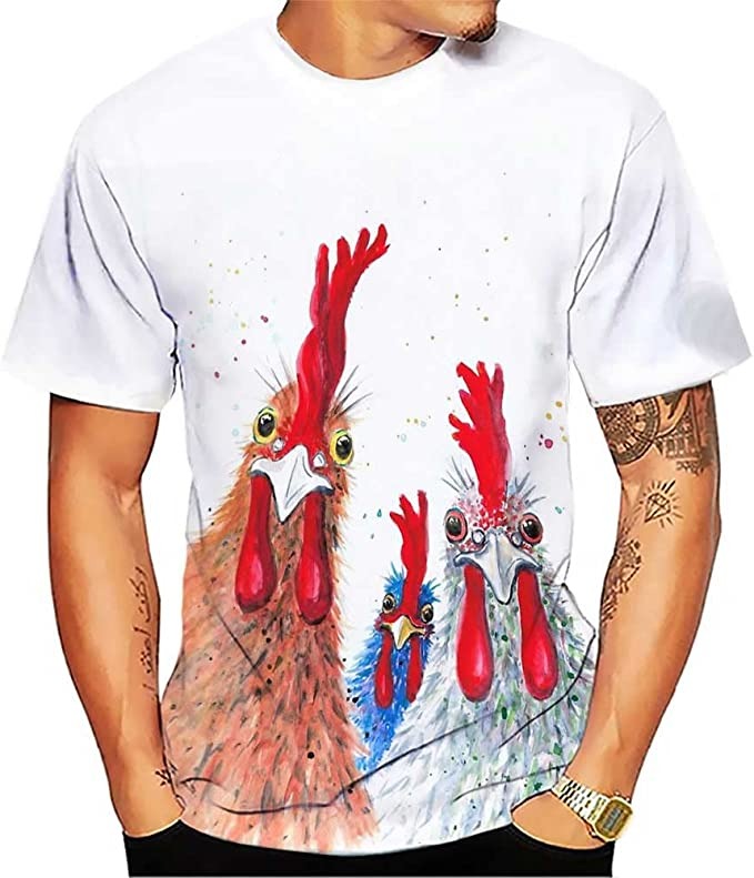 Men's Animal Graphic Prints Chicken T shirt Funny T Shirts Short Sleeve T shirt 3D Print Round Neck Shirt Cute Designer Cartoon Daily Holiday A B C Summer Clothing Apparel S M L XL XXL 3XL 4XL