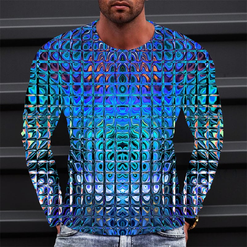 Men's Graphic Gradient Metallic Shirt T shirt Long Sleeve T shirt 3D Print Crew Neck Shirt Vintage Fashion Designer Outdoor Daily Sports 1 2 3 Spring & Fall Clothing Apparel S M L XL 2XL 3XL 4XL