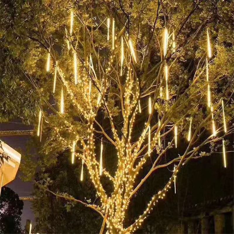 Outdoor Solar LED Meteor Shower Rain Lights Holiday String Lights Waterproof Garden Light 8 Tubes 144 Leds For Garden Tree Colorful Decoration Landscape Lighting