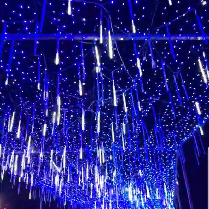 Outdoor Solar LED Meteor Shower Rain Lights Holiday String Lights Waterproof Garden Light 8 Tubes 144 Leds For Garden Tree Colorful Decoration Landscape Lighting