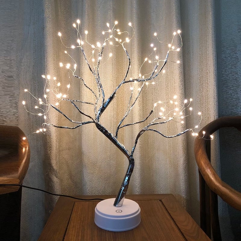 LED Night Light Tabletop Bonsai Tree Light with 108 LED Copper Wire String Lights Touch Switch DIY Artificial Tree Lamp USB or Battery Powered for Bedroom Desktop Christmas Party Indoor Decoration Lights