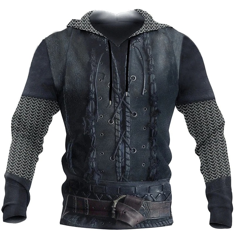 Men's Graphic Armor Hoodie Hoodies Sweatshirt Hoodie Long Sleeve Hooded Sweatshirt Hooded Sportswear 3D Print Casual Daily Holiday 1 2 Lace up Spring & Fall Designer