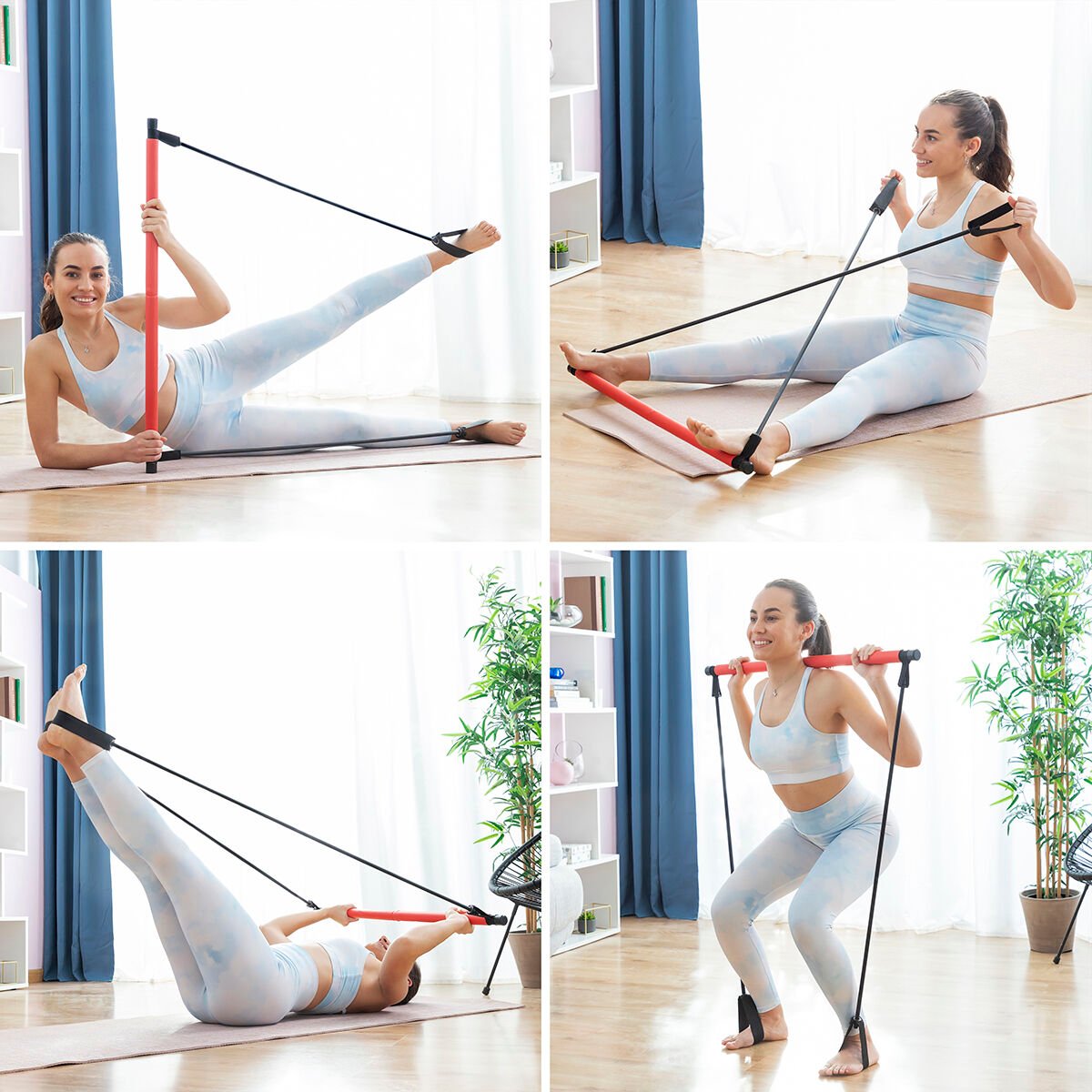 Fitness Bar with Resistance Bands and Exercise Guide Resibar InnovaGoods_31