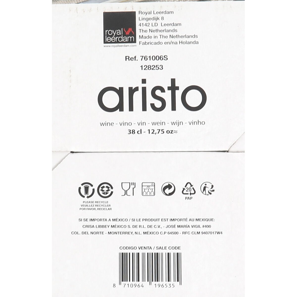 Set of cups Royal Leerdam Aristo (38 cl) (6 uds)_7