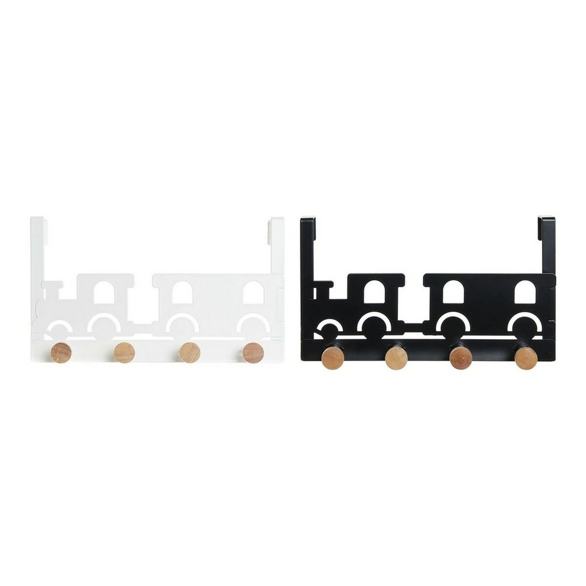 Door Coat Rack DKD Home Decor Train Metal MDF Wood (2 pcs) (28.5 x 8.5 x 16.5 cm)_1