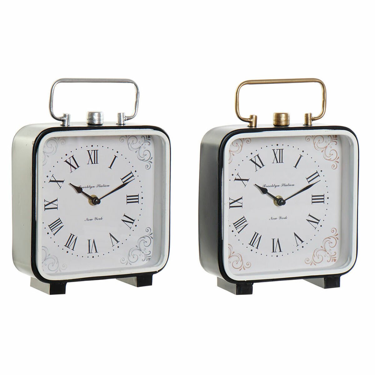 Table clock DKD Home Decor Crystal Black Blue Iron (20 x 7 x 26 cm) (2 pcs)_2
