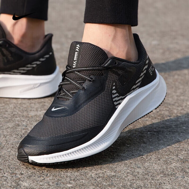 NIKE NIKE Men's Running Shoes, Cushioned And Waterproof, QUEST 3 SHIELD Sneakers, CQ8894-001, Black And White, Size 41_0