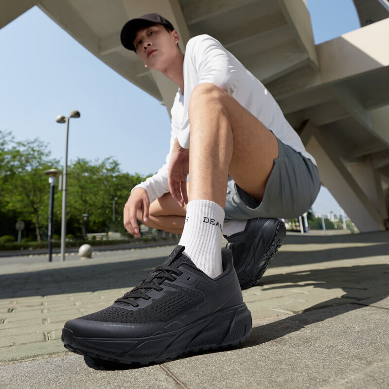 CAMEL (CAMEL) All-Terrain Cloud-Tracking Thick-Soled Jogging Shoes, Men's Sneakers, CD122CL7713-1, Phantom Black, Size 43_0