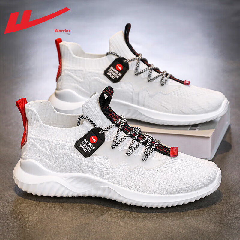 Warrior Official Sports Shoes for Men, Autumn Breathable Coconut Shoes, Soft-Soled Men's Running Shoes, White, Size 41_0