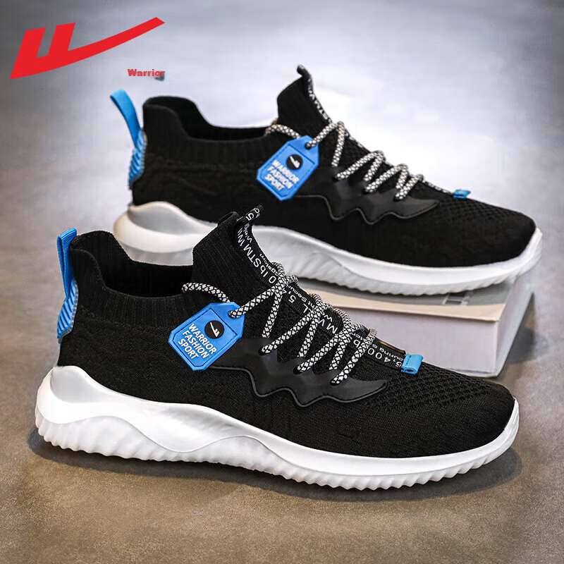 Warrior Official Sports Shoes for Men, Autumn Breathable Coconut Shoes, Soft-Soled Men's Running Shoes, Black, Size 44_0