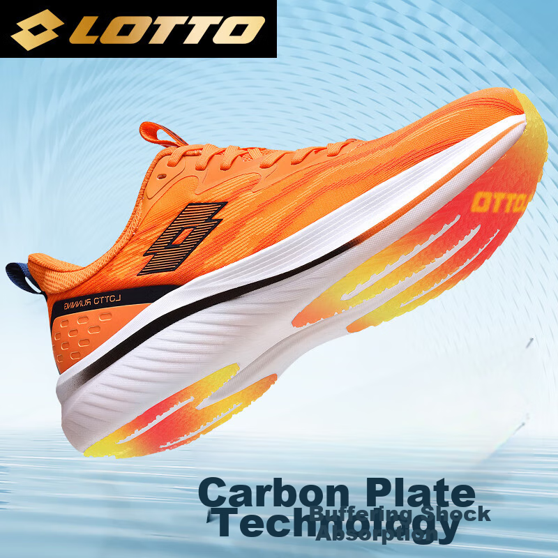 LOTTO Women's Athletic Shoes, Autumn Breathable Carbon Plate Running Shoes, Professional Shock-Absorbing Racing Shoes for Women, 1072 Orange-Red, Size 37_0