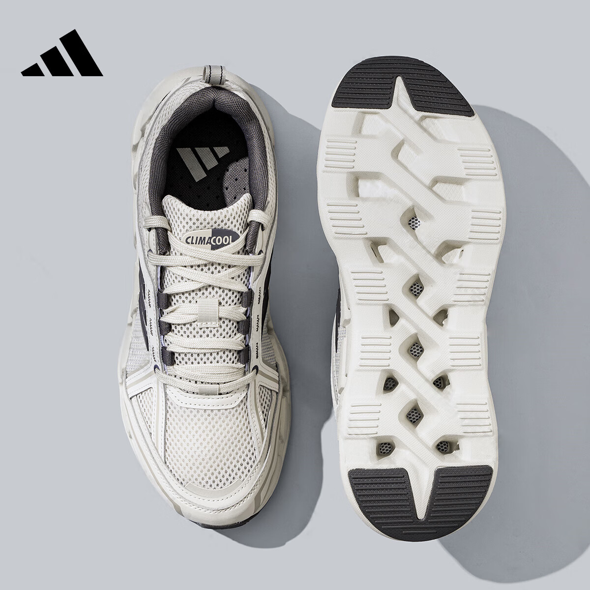 Adidas Charcoal Ash/Light Sesame Soil/Light Gray Mesh Running Shoes, JH9752_0