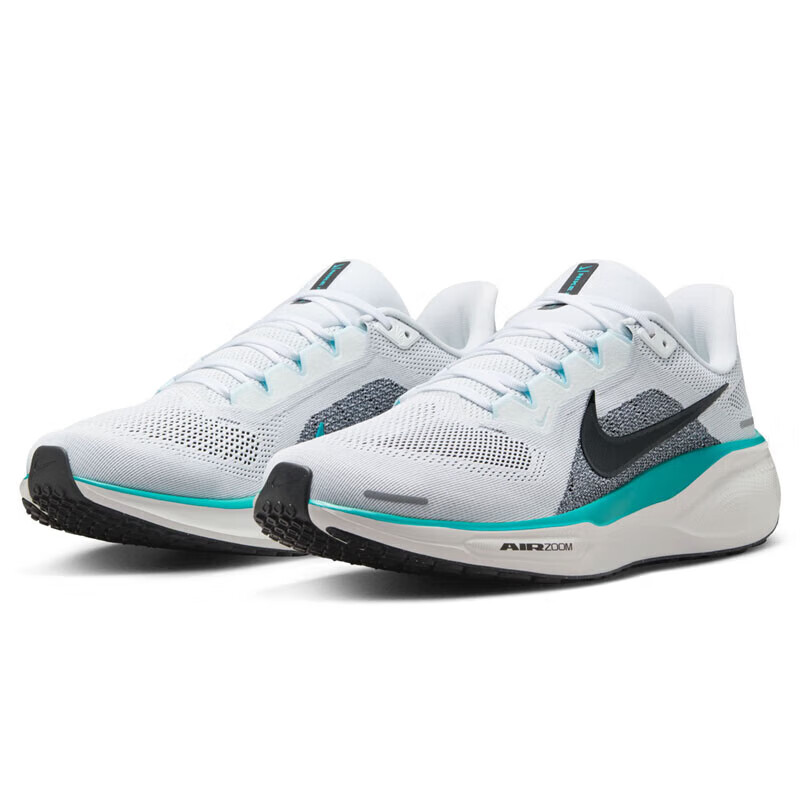Nike Pegasus 41 Men's Shock-Absorbing Running Shoes, White-Black-Green_0