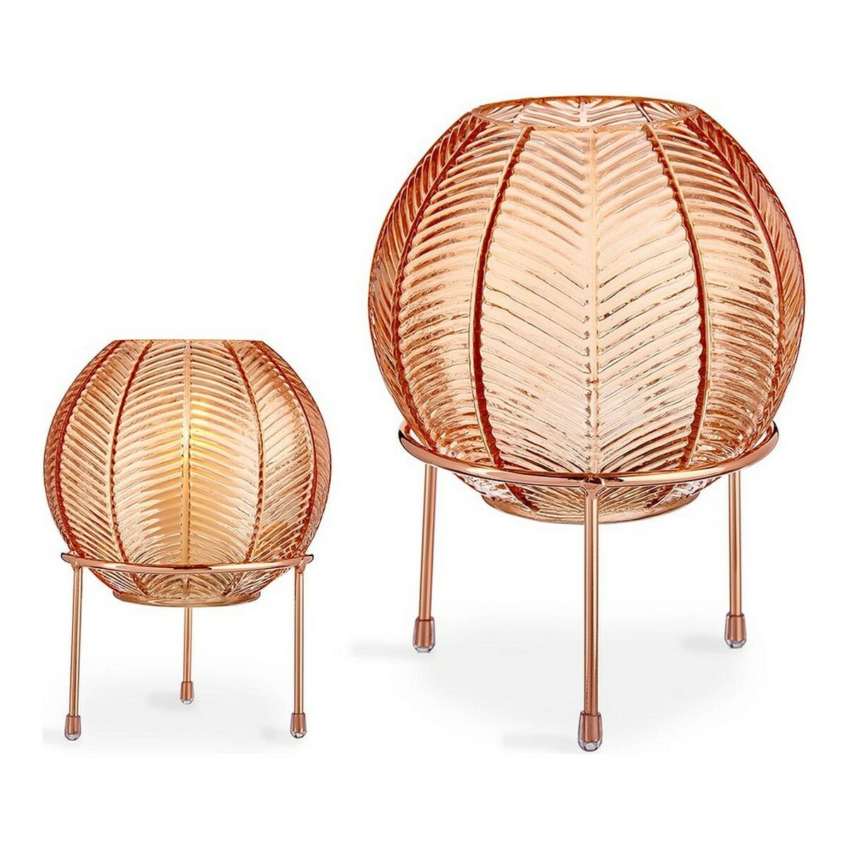 Vase Amber Ball Metal Glass (14,5 x 19,5 x 14,5 cm)_4