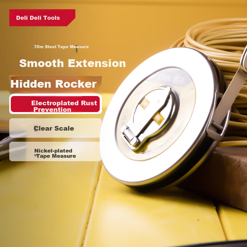 deli steel tape measure 50m iron frame