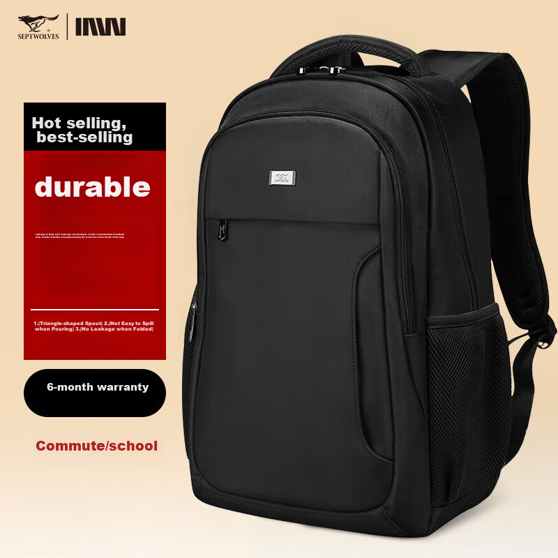 Septwolves men's laptop backpack, 15.6 inch, water-resistant