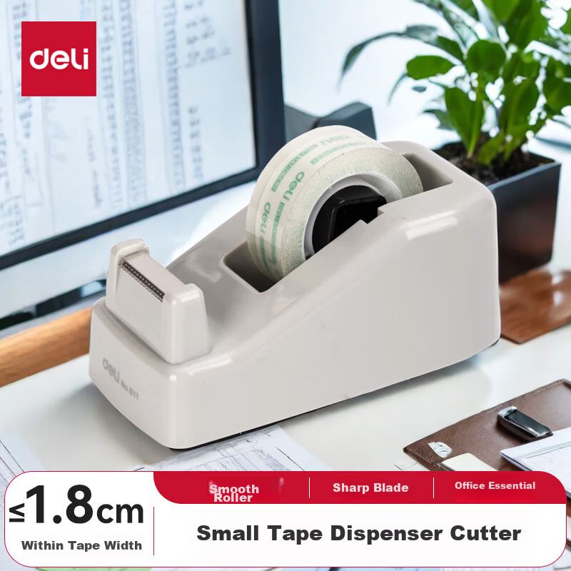 Deli small tape dispenser & cutter, gray 811