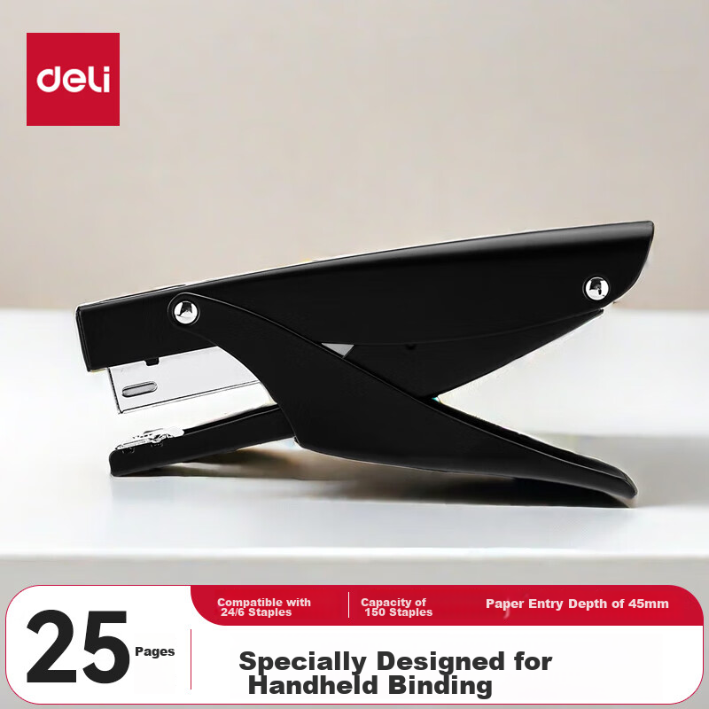 Deli durable handheld metal-feel stapler, portable for takeout packaging