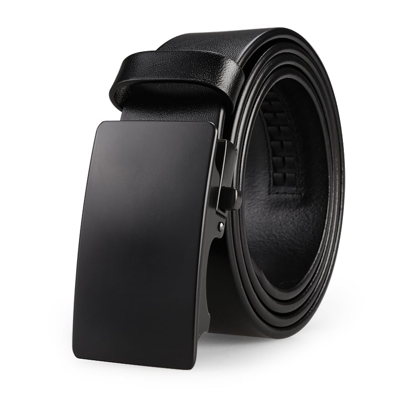 Cattlesboss men's leather belt, automatic buckle, black