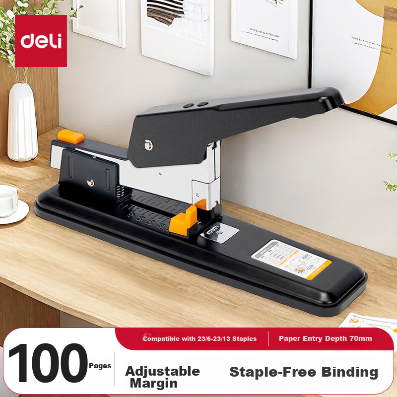 deli 100-page heavy duty stapler, black