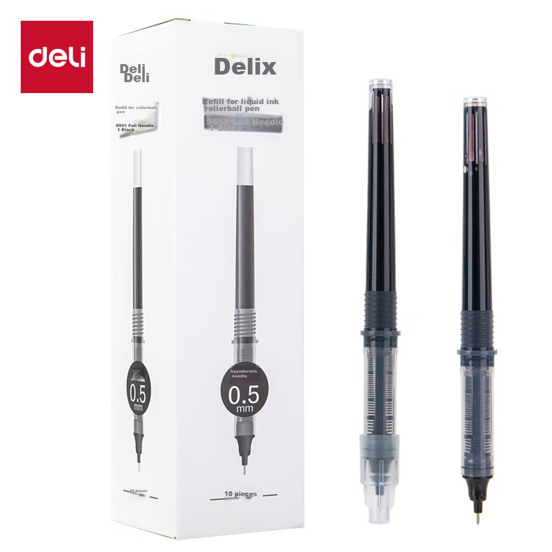 déli nuoshang full needle tube direct liquid rollerball pen refill set of 10