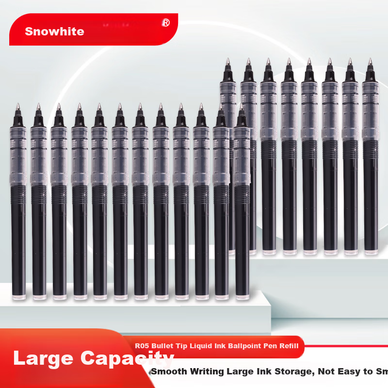 snowhite 0.5mm x series rollerball pen refills, black, 20 pack