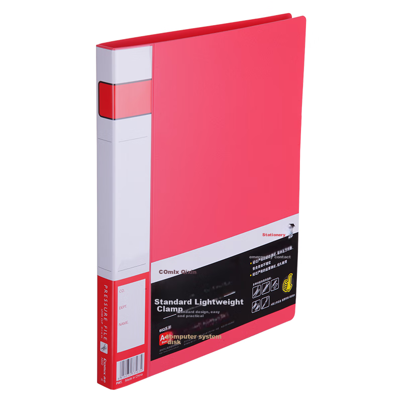 COMIX Red A4 Single Strong Clamp Folder