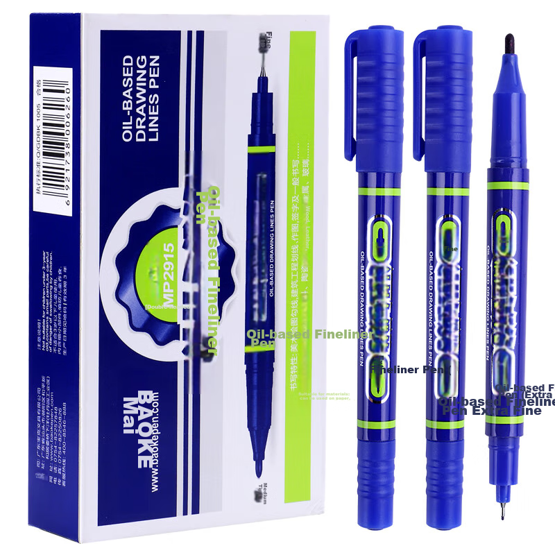 baoke dual-tip oil-based marker pens set of 12