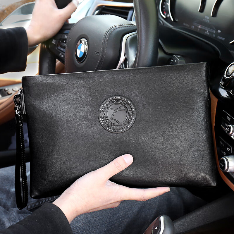 COW men's large capacity leather clutch bag