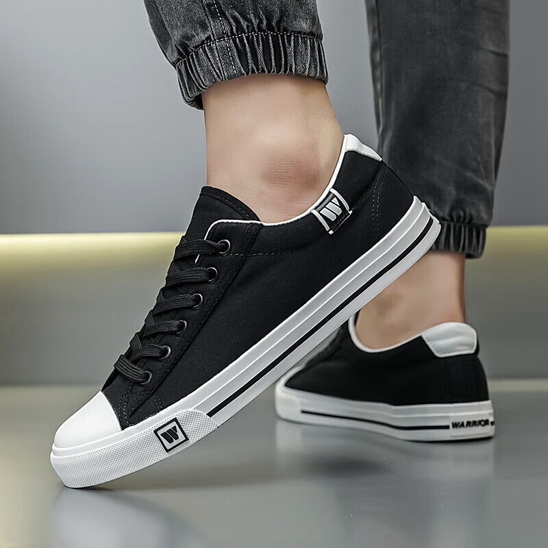 warrior classic lace-up casual canvas shoes black 35
