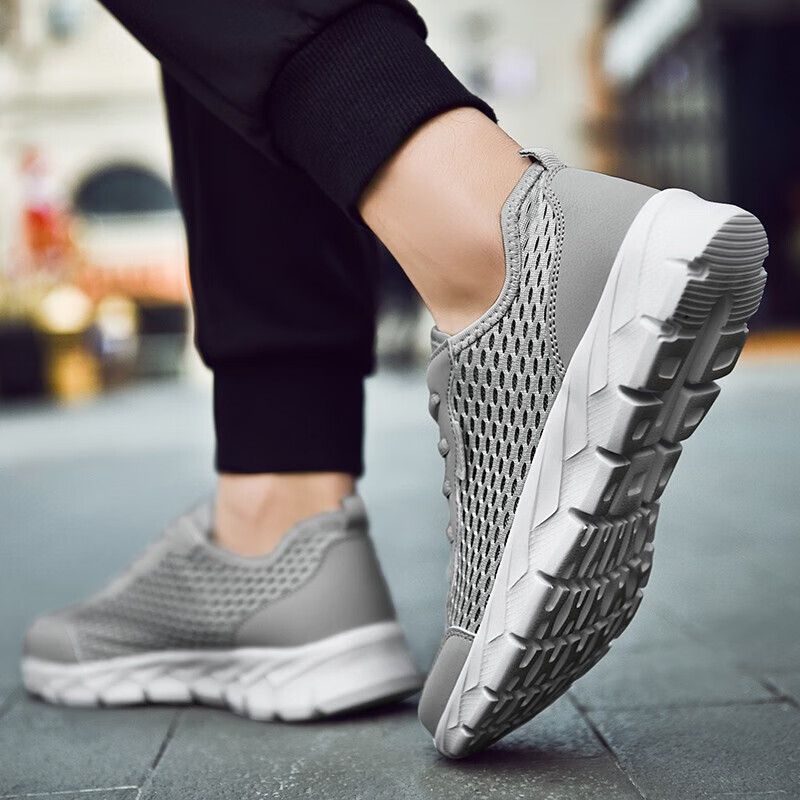 Double Star Men's Sky Gray Breathable Running Shoes_0