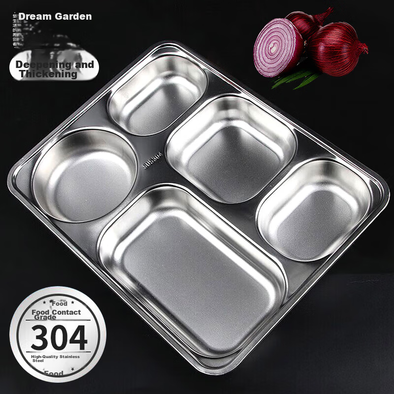 Mengting 304 Stainless Steel Meal Tray Lunch Box with Compartments