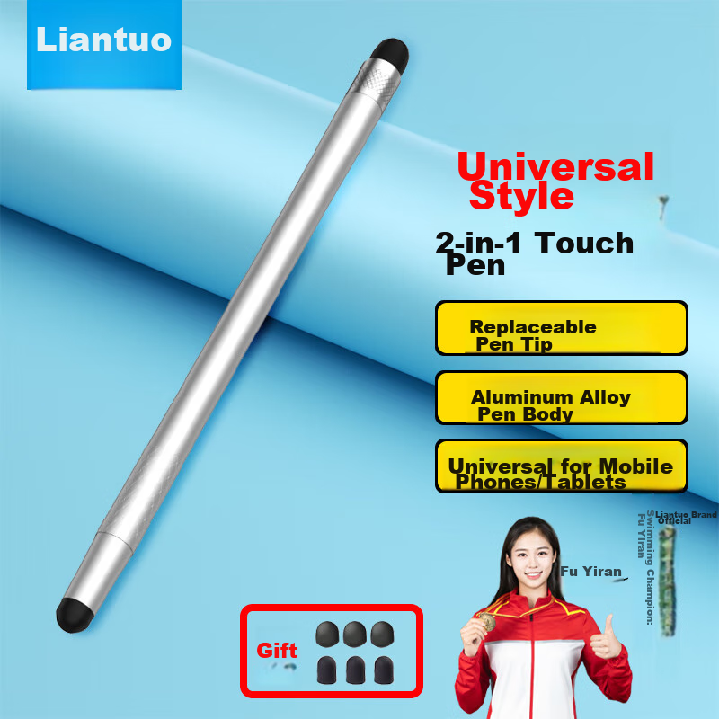 LinkStone Dual-Tip Capacitive Stylus for Tablets & Smartphones - Silver
