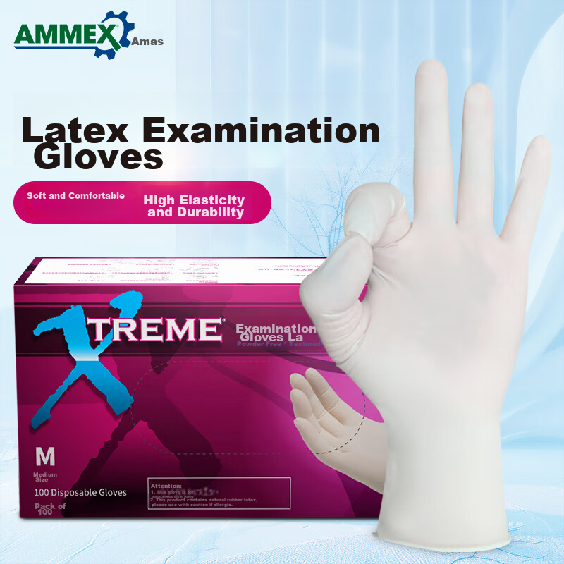 AMMEX Latex Gloves Medium 100 Pack