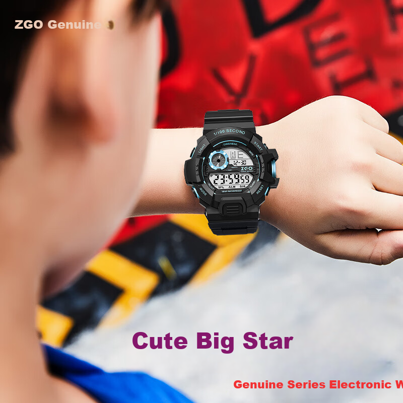 zgo student watch for boys, classic black & blue