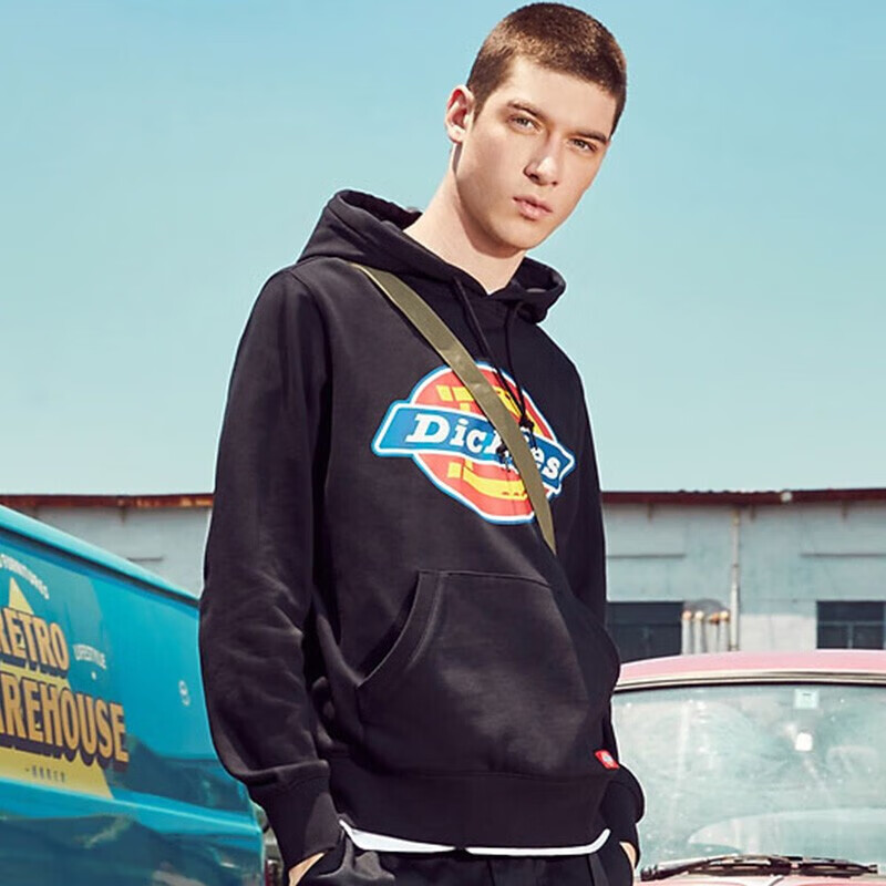 Dickies Couple's Printed Hoodie, Black, M