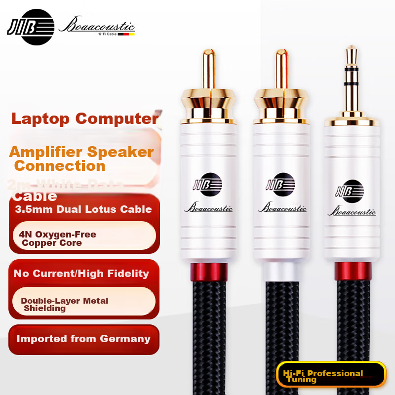 JIB High-Fidelity 3.5mm to Dual RCA Audio Cable, 2m