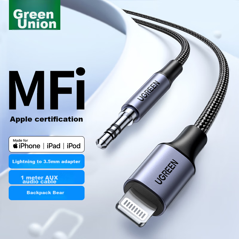UGREEN MFi Certified Apple AUX Car Audio Adapter Cable