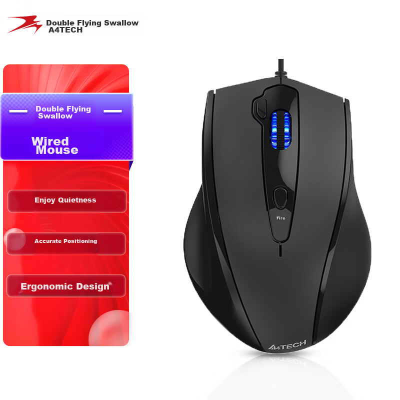 a4tech quiet ergonomic wired mouse for medium hands