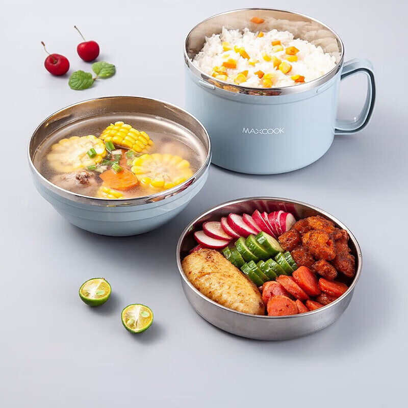 Maxcook 304SS Ramen Bowl & Bento Lunch Box Nordic Blue