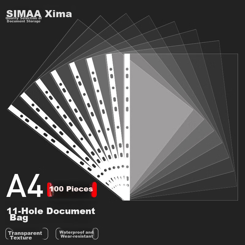 SIMAA 100-Piece A4 11-Hole Document Folders
