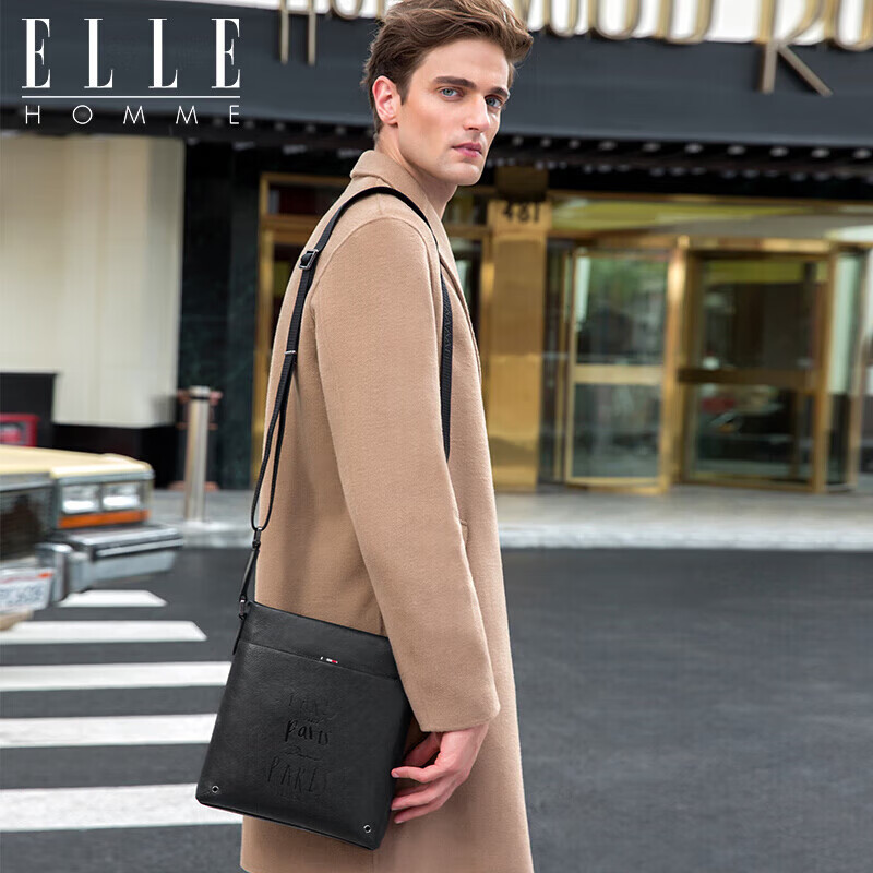 elle homme men's leather business crossbody bag