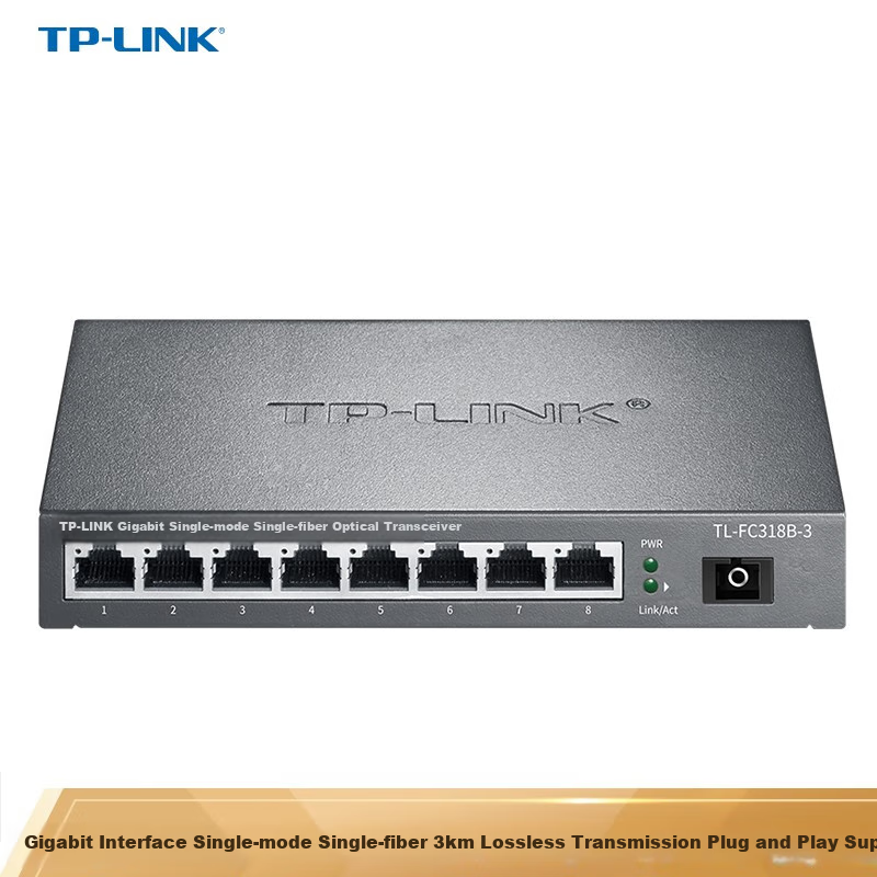 TP-LINK Gigabit Single-Mode Single-Fiber Optical Transceiver, 1SC+8GE Converter, TL-FC318B