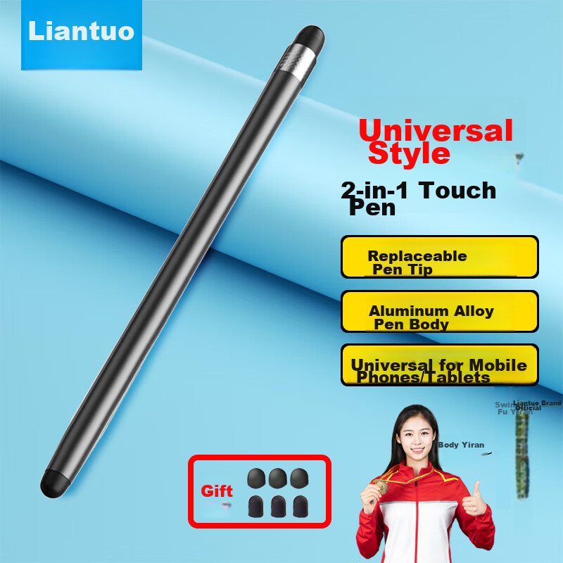 LinkStone Dual-Tip Capacitive Stylus for Tablets & Smartphones - Silver