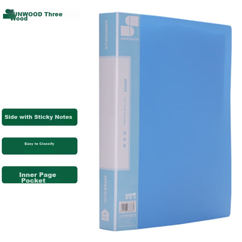 sunwood efficiency king a4/60-page document folder, blue