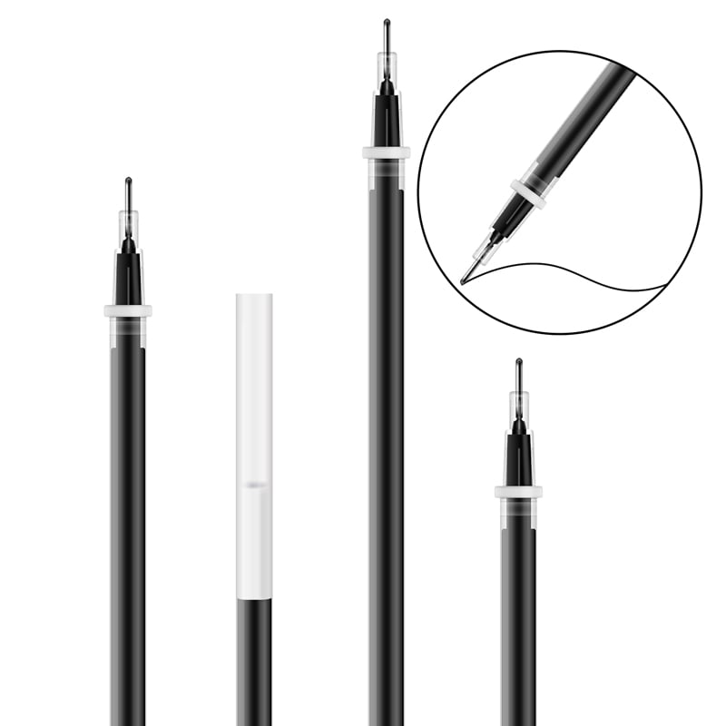 Deli 0.5mm black pen refills, 60 pack