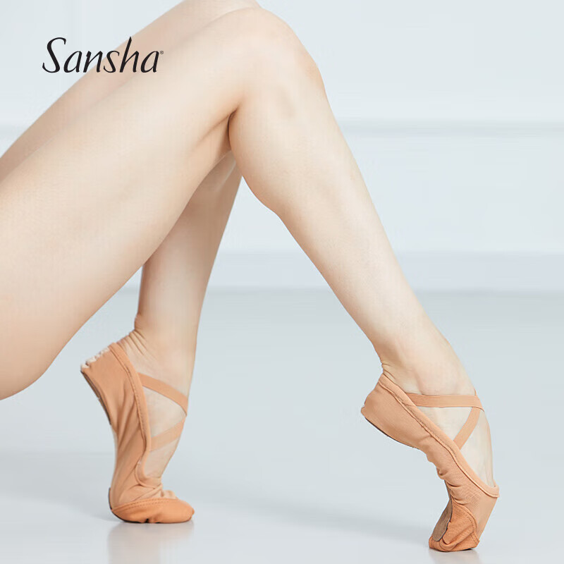 Sansha Women's Ballet Dance Shoes Soft Elastic Mesh Breathable Gymnastics Practice