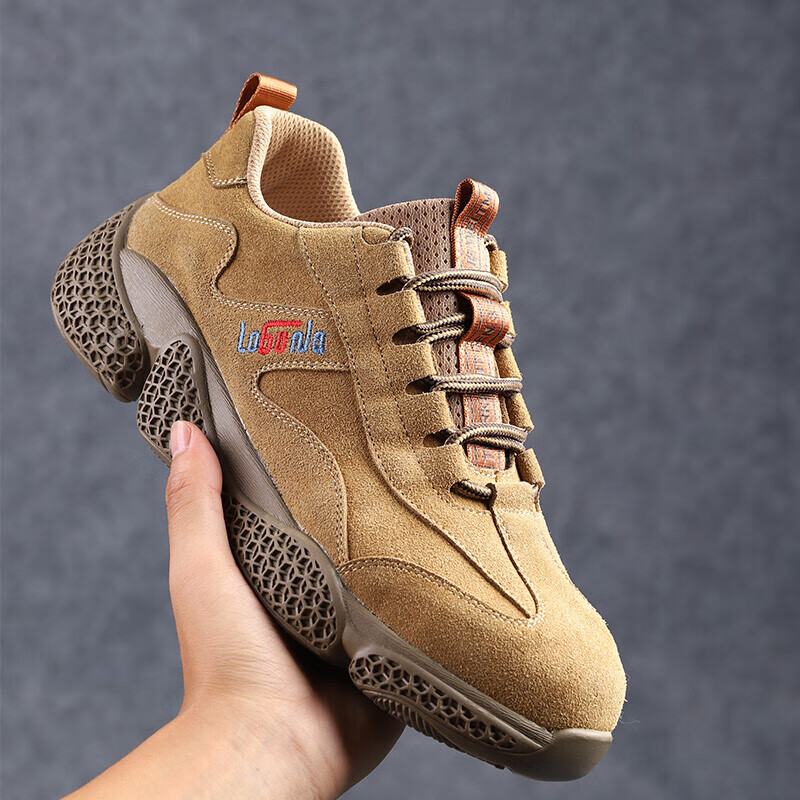 Laoguanjia Men's Safety Work Boots, Anti-Smashing & Puncture-Resistant, Breathable Leather
